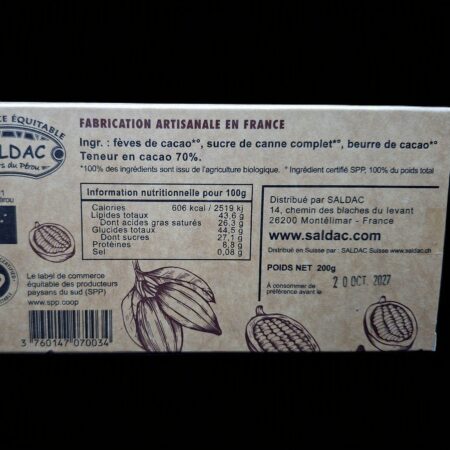 Napolitains 70% de cacao, bio, équitable, 200gr – Bild 3