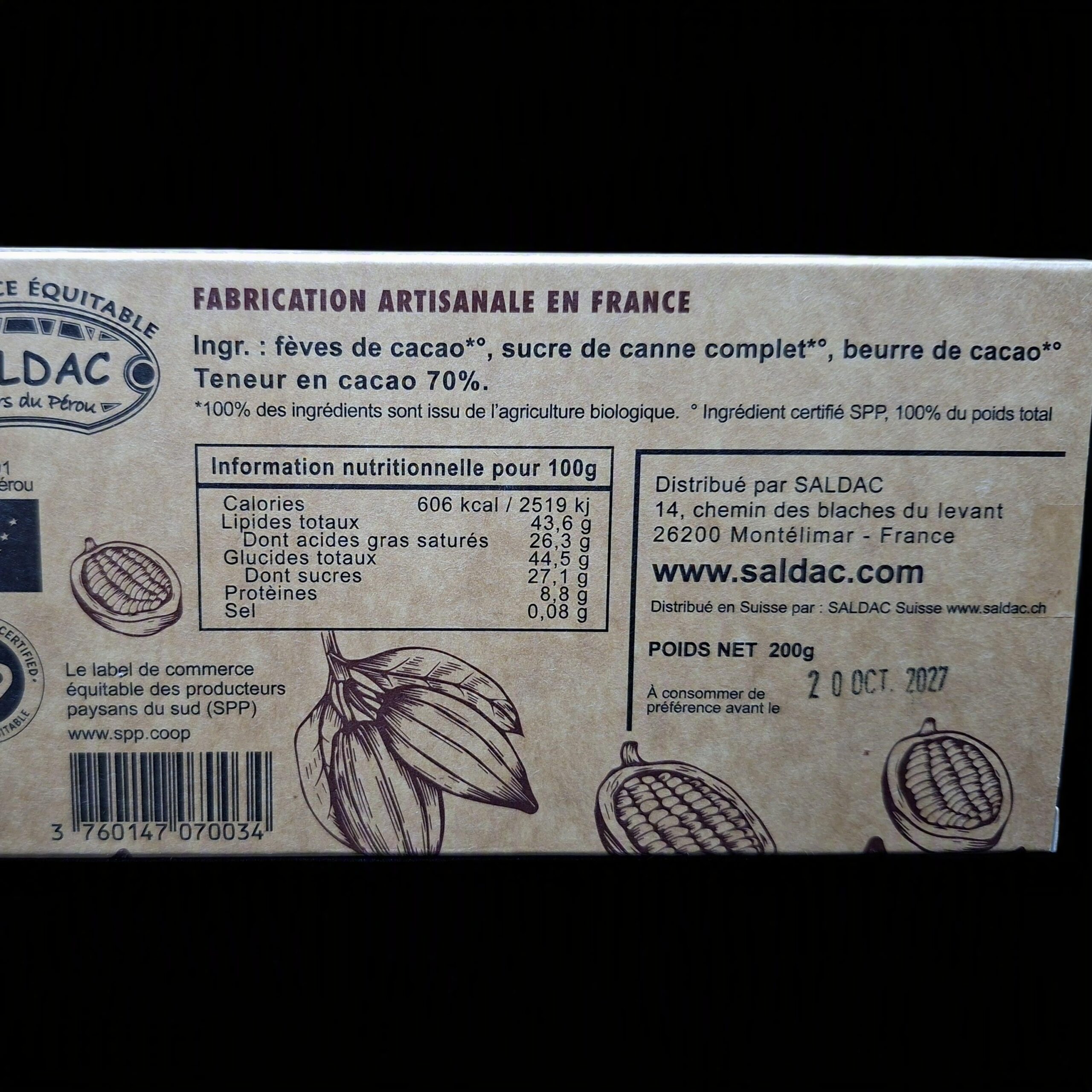Napolitains 70% de cacao, bio, équitable, 200gr – Bild 3
