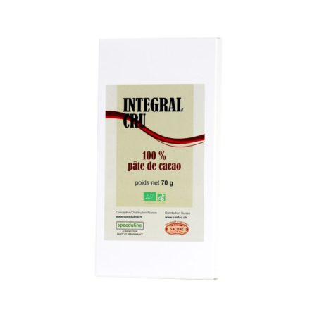 Chocolat Intégrale Cru 100%, PJ, bio, 70gr