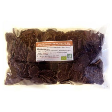 Chocolat noir 63 % en Gouttes, bio, vrac, 2kg