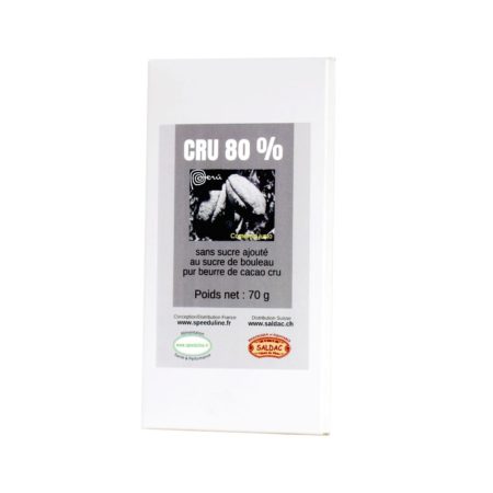 Chocolat noir 80% au xylithol, bio, PJ, 70gr