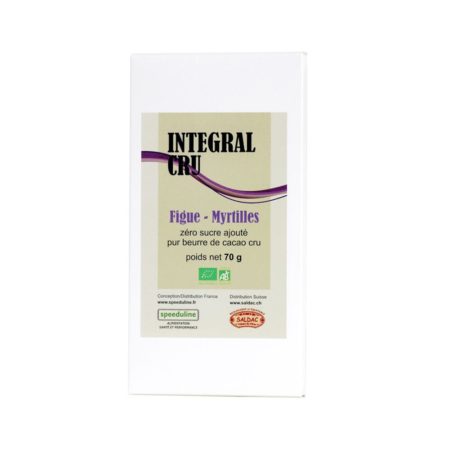Chocolat Intégrale Cru, figue-myrtilles, bio, PJ,  70gr