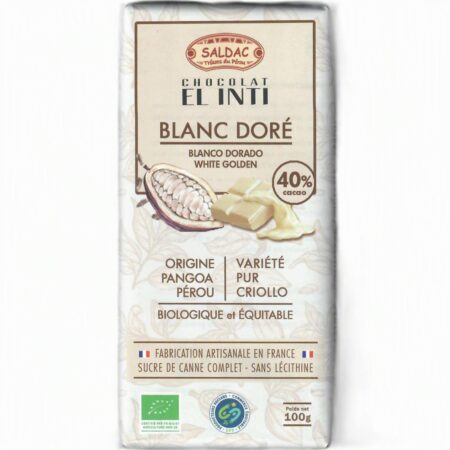 Chocolat blanc nature «Doré», bio, tablette 100gr