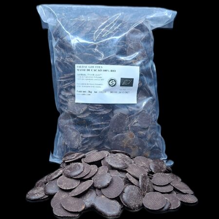 Chocolat noir 100 % en Gouttes, pâte de cacao, bio, vrac, 2kg
