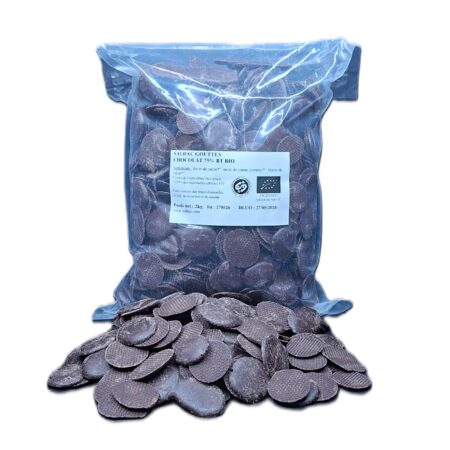 Alternative view of Chocolat noir non torréfié 75 %, en Gouttes, bio, vrac, 2kg