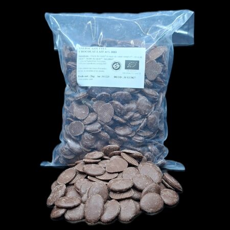 Chocolat au lait 46 %, en Gouttes, bio, vrac, 2kg