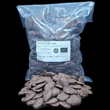 Chocolat noir 63 % en Gouttes, bio, vrac, 2kg