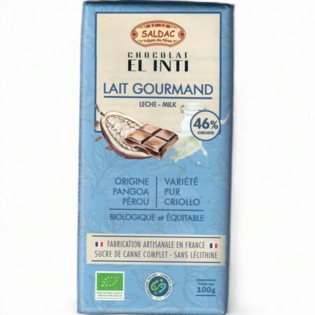 Chocolat au lait nature, bio, tablette de 100