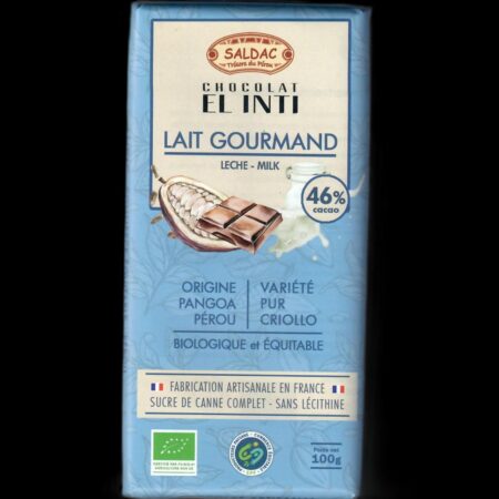 Alternative view of Chocolat au lait nature, bio, tablette de 100