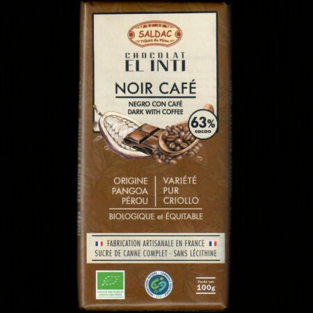 Alternative view of Chocolat noir 63% café, bio, tablettes 100gr