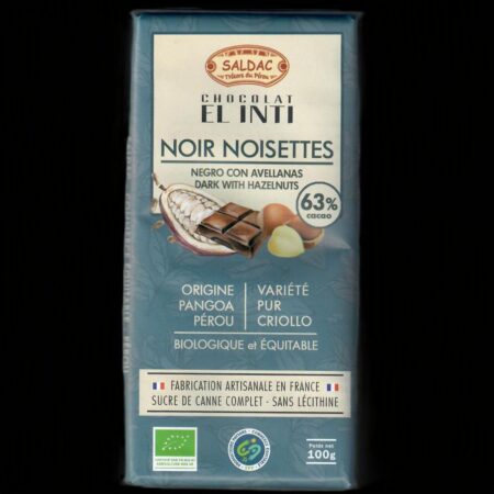 Alternative view of Chocolat noir noisettes 63 %, bio, tablettes 100gr