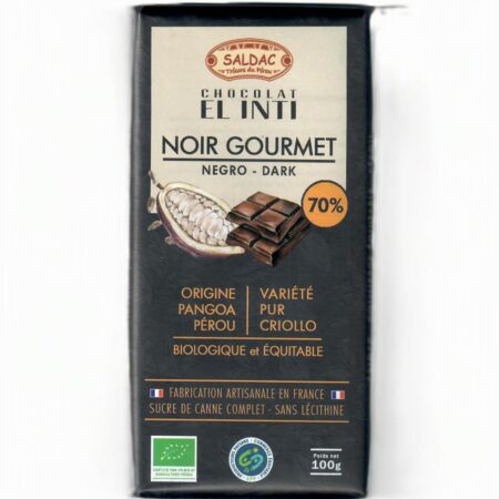 Chocolat noir 70 %, bio, tablettes 100gr