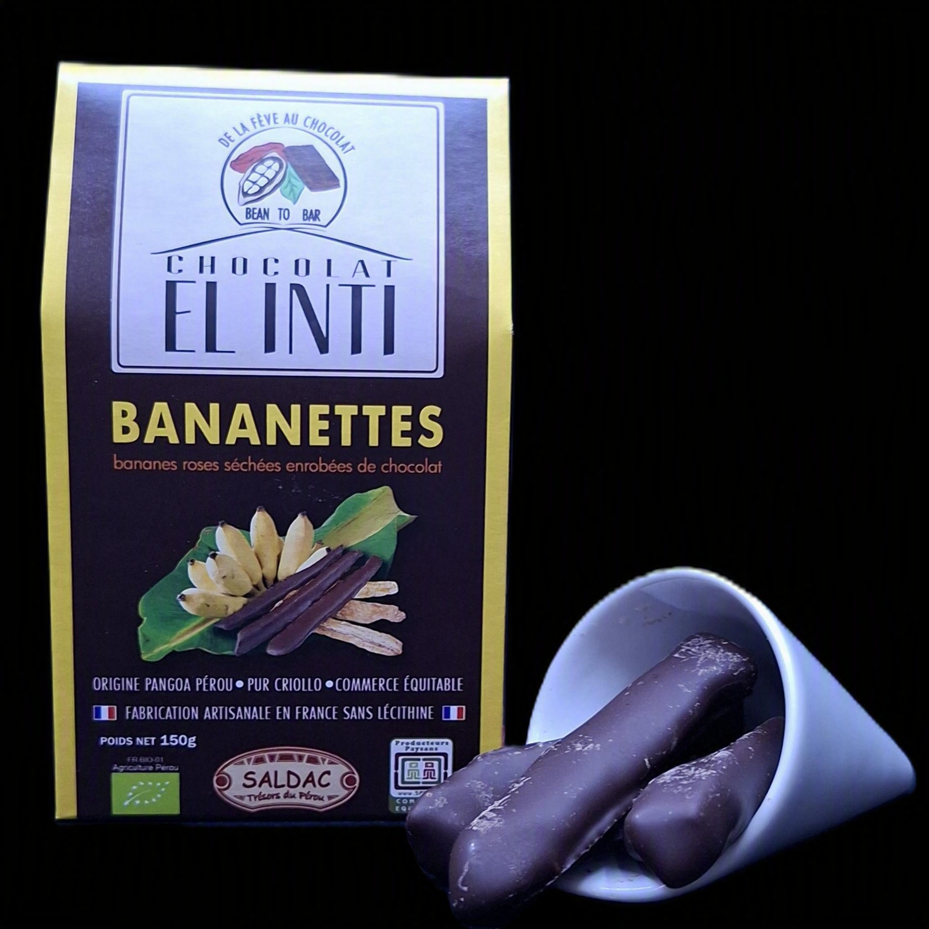Bananette, Ballotins, confiseries au chocolat, bio, 150gr