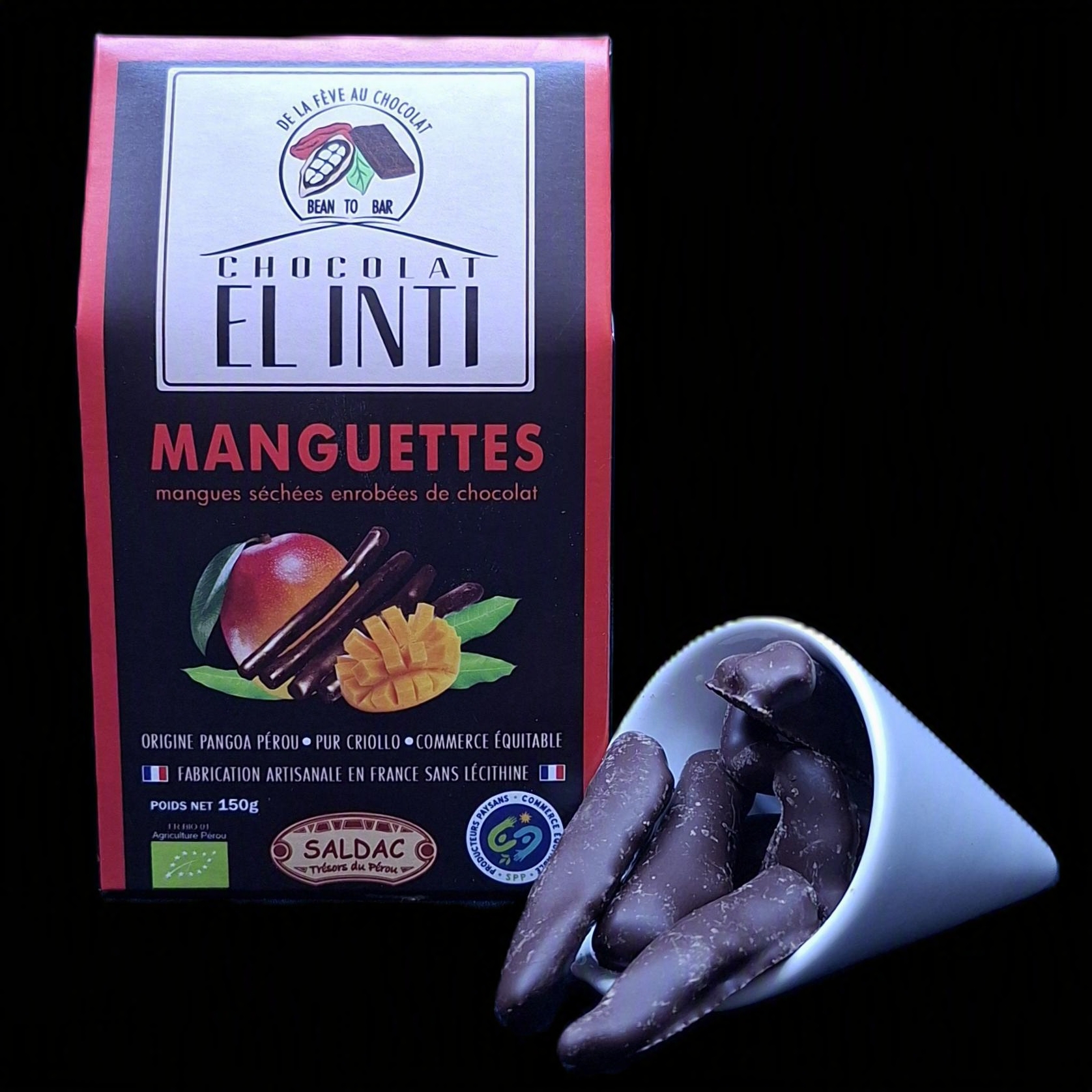 Manguettes, Ballotins, confiseries au chocolat, bio, 150gr