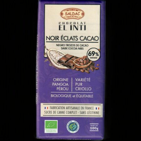Alternative view of Chocolat noir 69% éclats de fèves, bio, tablettes 100gr