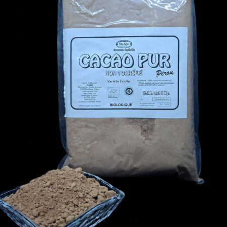 Cacao non torréfié en poudre, bio, équitable, 1kg
