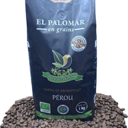 Café El Palomar du Pérou, pur "Arabica", bio, équitable, grains, 1kg
