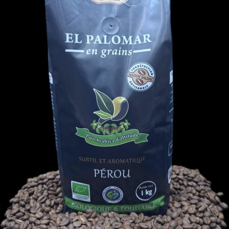 Alternative view of Café El Palomar du Pérou, pur "Arabica", bio, équitable, grains, 1kg