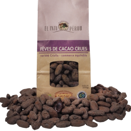 Fèves de cacao non torréfiées, bio, équitable, 250gr