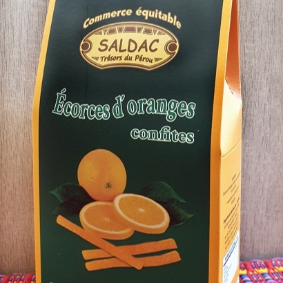 écorces d'oranges confites 200 gr, bio, équitable