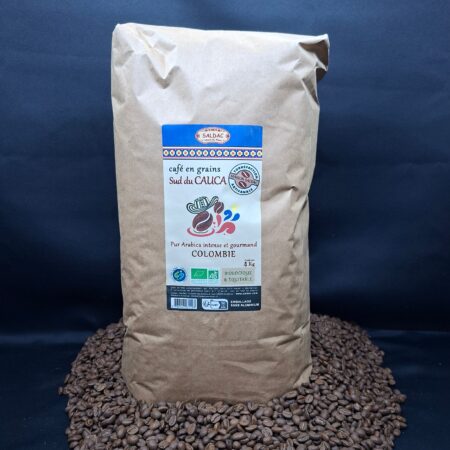 Café "Sud du Cauca" de Colombie, pur "Arabica" bio, équitable, grains 4kg
