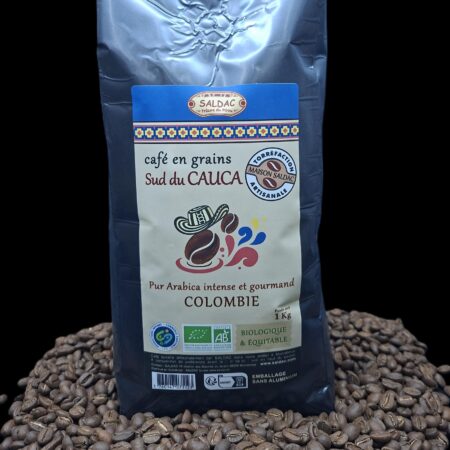 Alternative view of Café "Sud du Cauca" de Colombie, pur "Arabica" bio, équitable, grains 1kg