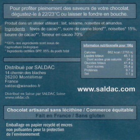 Chocolat noir Pangoa, Pure Origine, aux noisettes grillées caramélisées, bio, équitable, 100gr – Bild 3