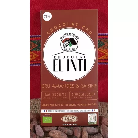 Chocolat non torréfie amandes raisin