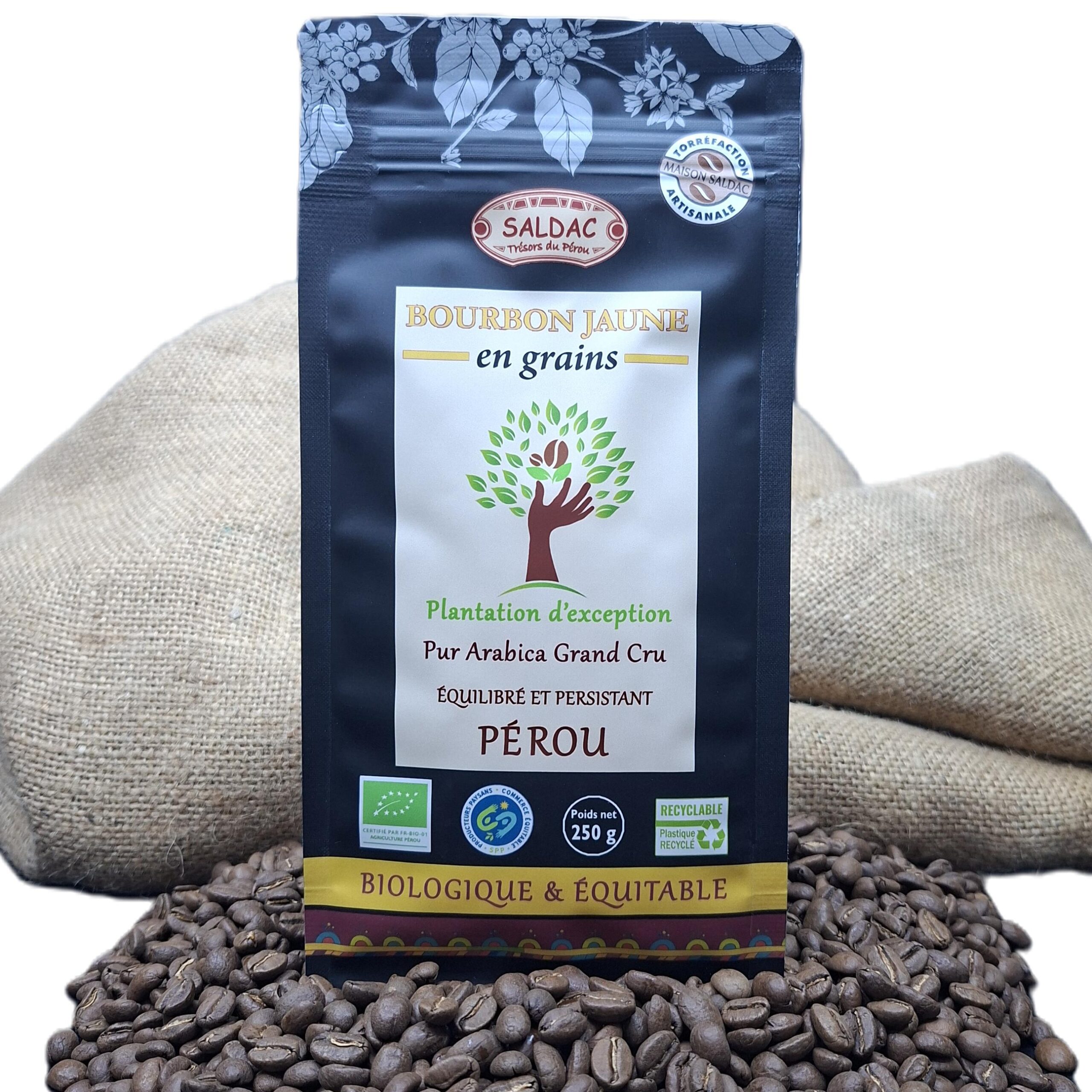 Café d'exception, micro lots, bio, équitable, Pur Bourbon jaune, grains 250gr