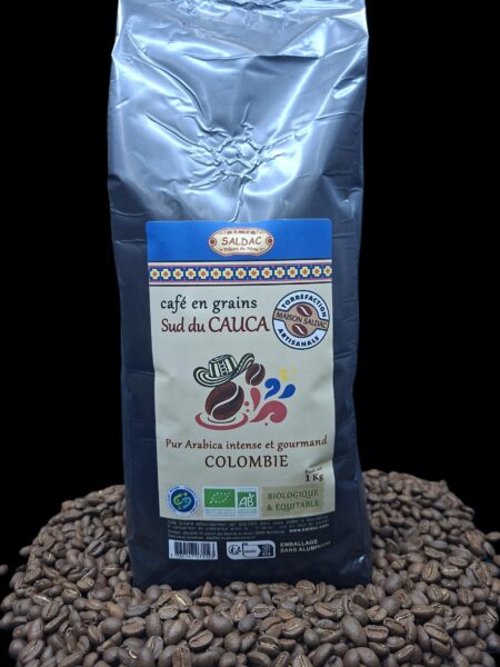 Alternative view of Café "Sud du Cauca" de Colombie, pur "Arabica" bio, équitable, grains 1kg