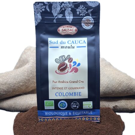 Café "Sud du Cauca" de Colombie, pur "Arabica" bio, équitable, moulu 250gr