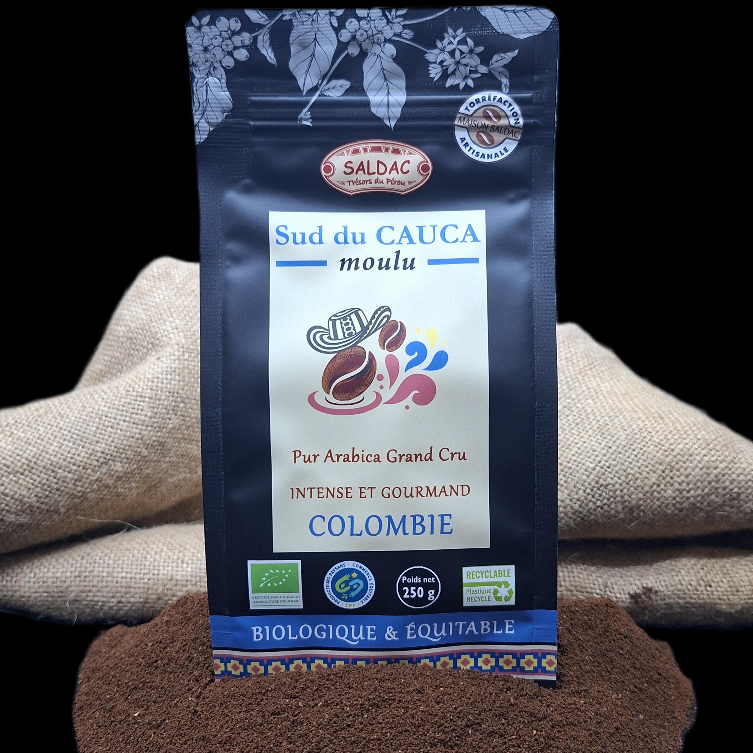 Café "Sud du Cauca" de Colombie, pur "Arabica" bio, équitable, moulu 250gr – Image 2