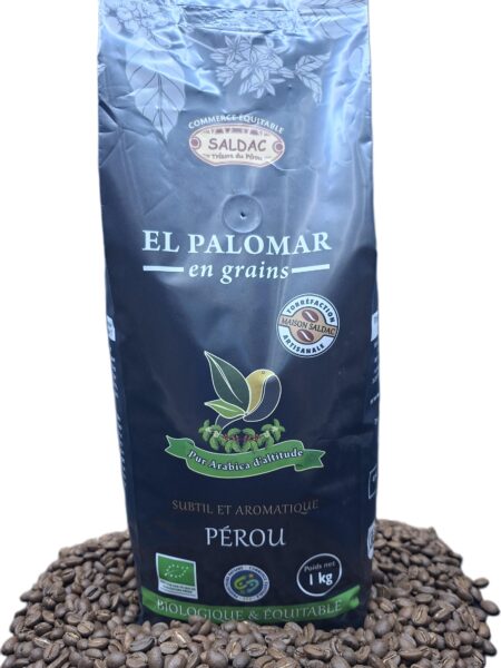 Café El Palomar du Pérou, pur "Arabica", bio, équitable, grains, 1kg
