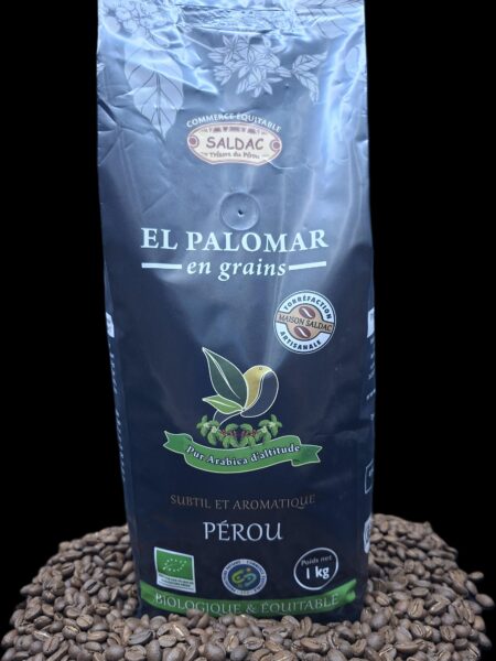 Alternative view of Café El Palomar du Pérou, pur "Arabica", bio, équitable, grains, 1kg