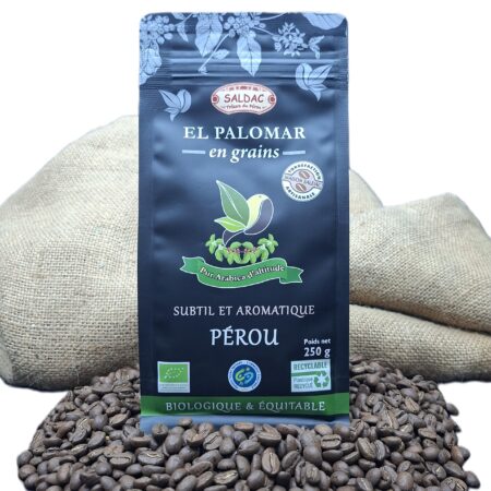 Café El Palomar du Pérou, pur "Arabica" bio, équitable, grains, 250gr
