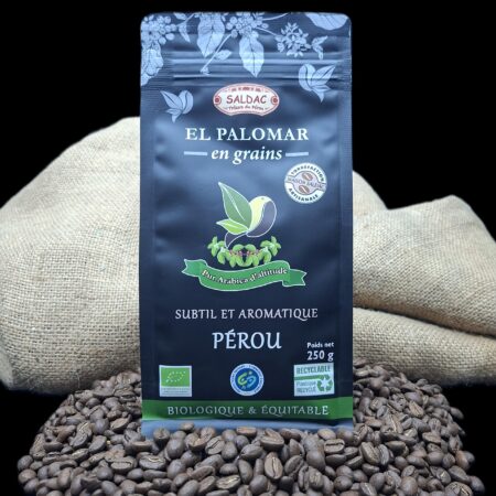 Alternative view of Café El Palomar du Pérou, pur "Arabica" bio, équitable, grains, 250gr
