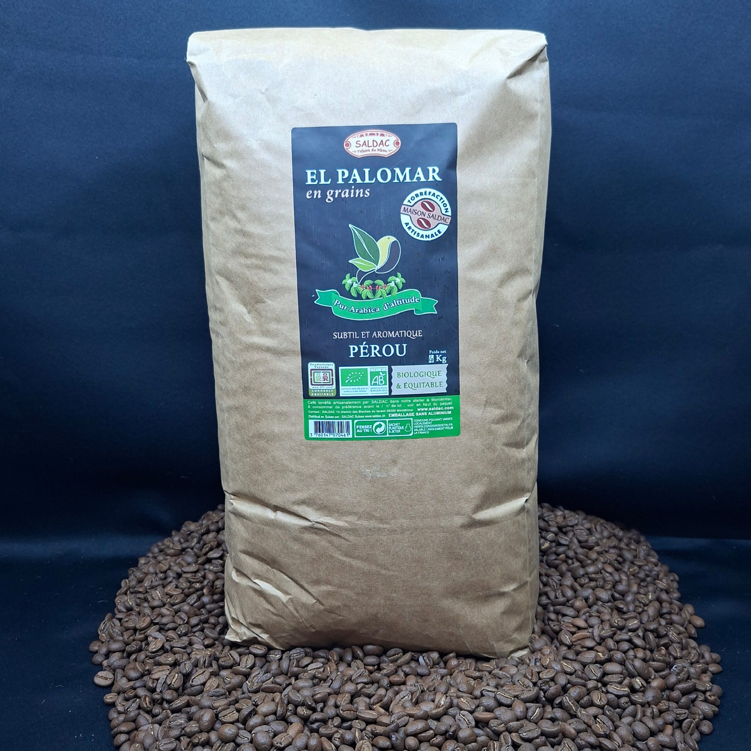 Café El Palomar du Pérou, pur "Arabica" bio/équitable - grain 4kg