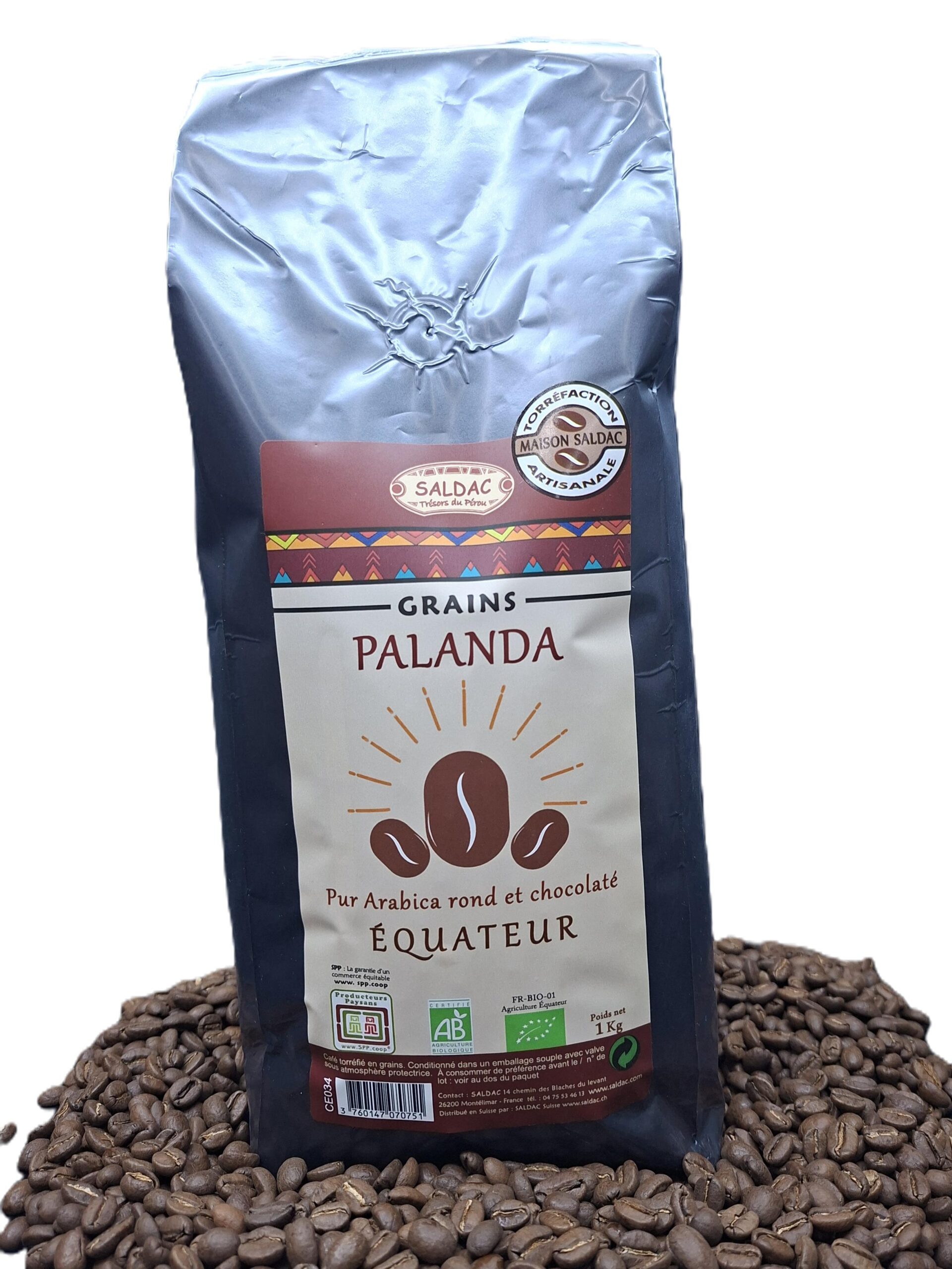 Café Palanda d’Équateur, pur "Arabica" bio, équitable, grains 1kg