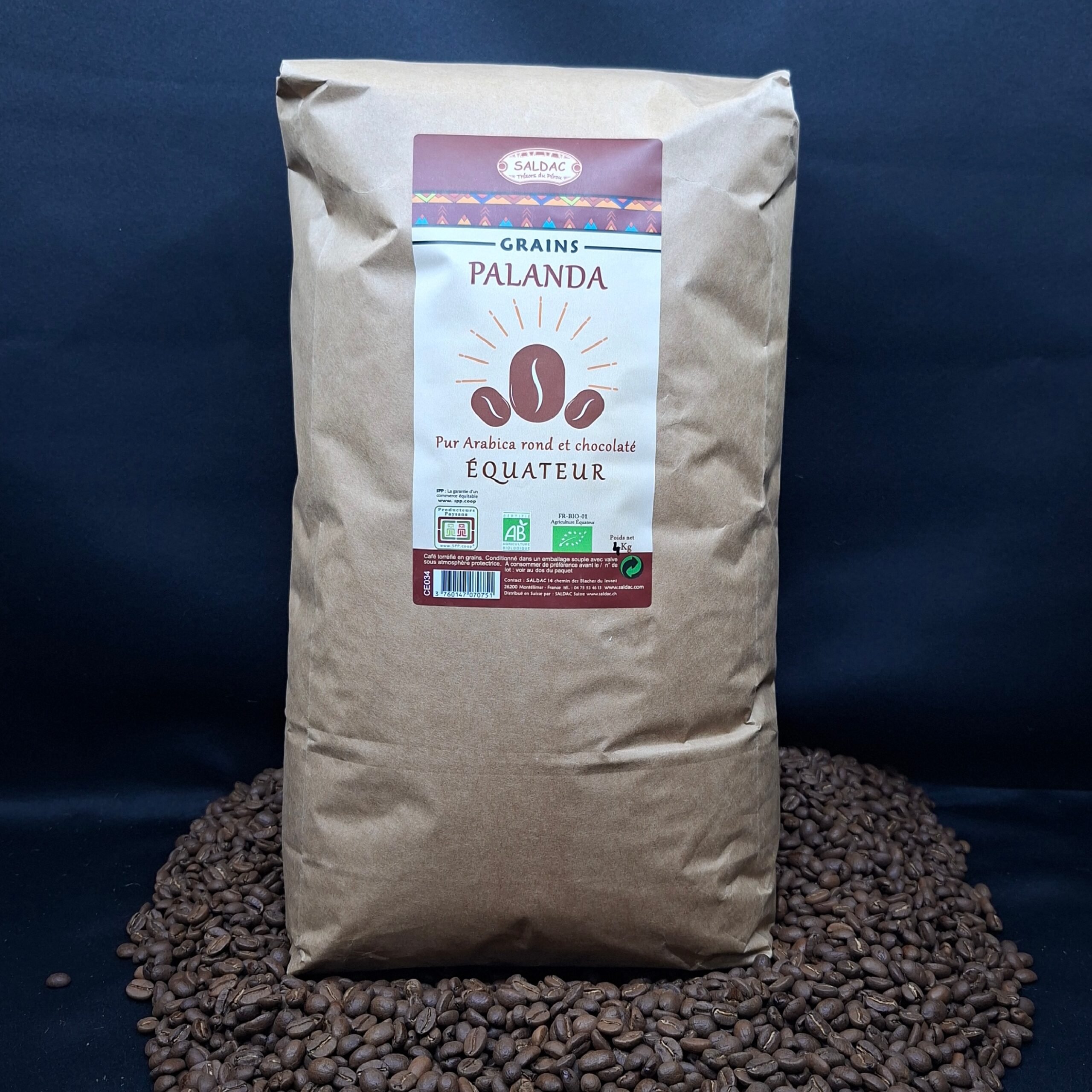 Café Palanda d’Équateur, pur "Arabica" bio, équitable, grains 4kg
