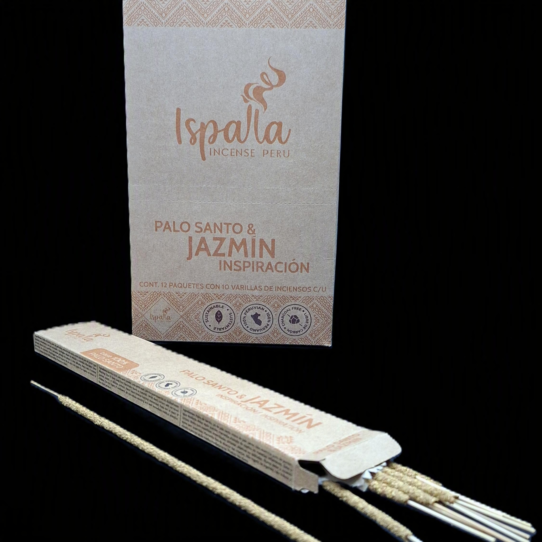 Encens de Palo Santo certifié, Jasmin, 12x 10pc