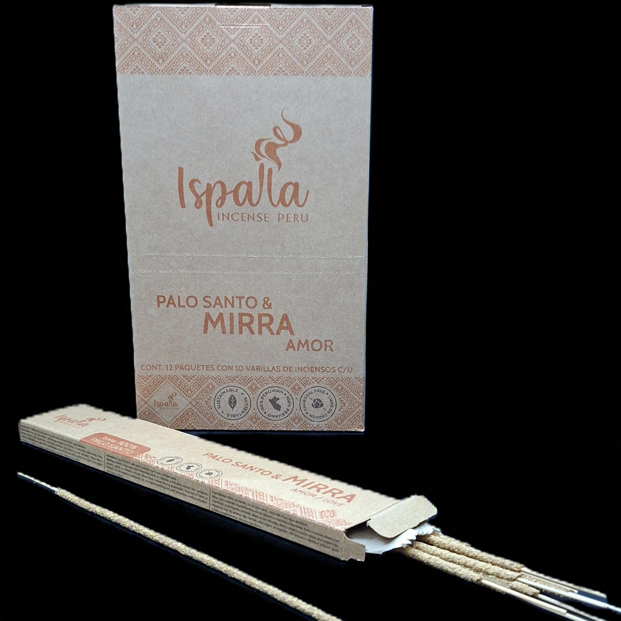 Encens de Palo Santo certifié, Myrrh, 12x 10pc
