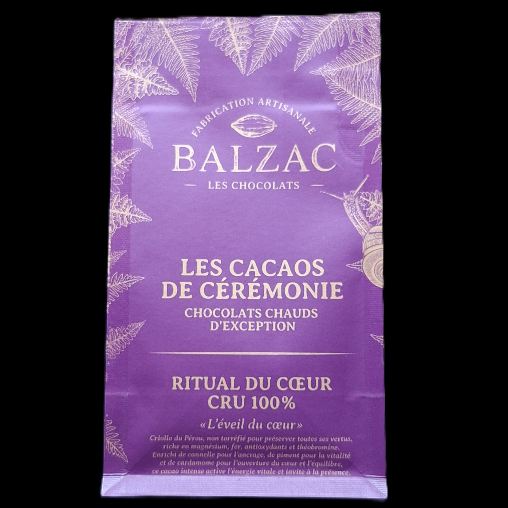 Rituel du Coeur cru 100%, chocolat chaud Balzac, 250gr