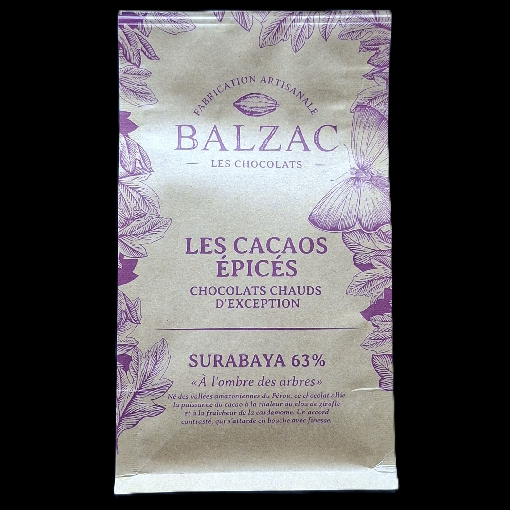 Surabaya 63%, chocolat chaud Balzac, 250gr