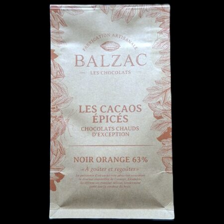 Noir Orange 63%, chocolat chaud Balzac, 250gr