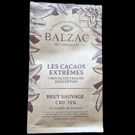 Brut Sauvage 75%, chocolat chaud Balzac, 250gr
