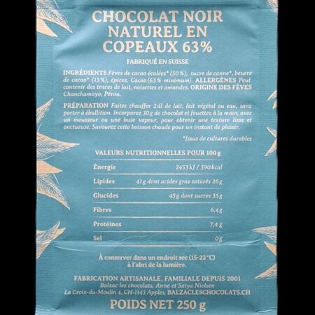 Amazio 63%, chocolat chaud Balzac, 250gr – Image 2