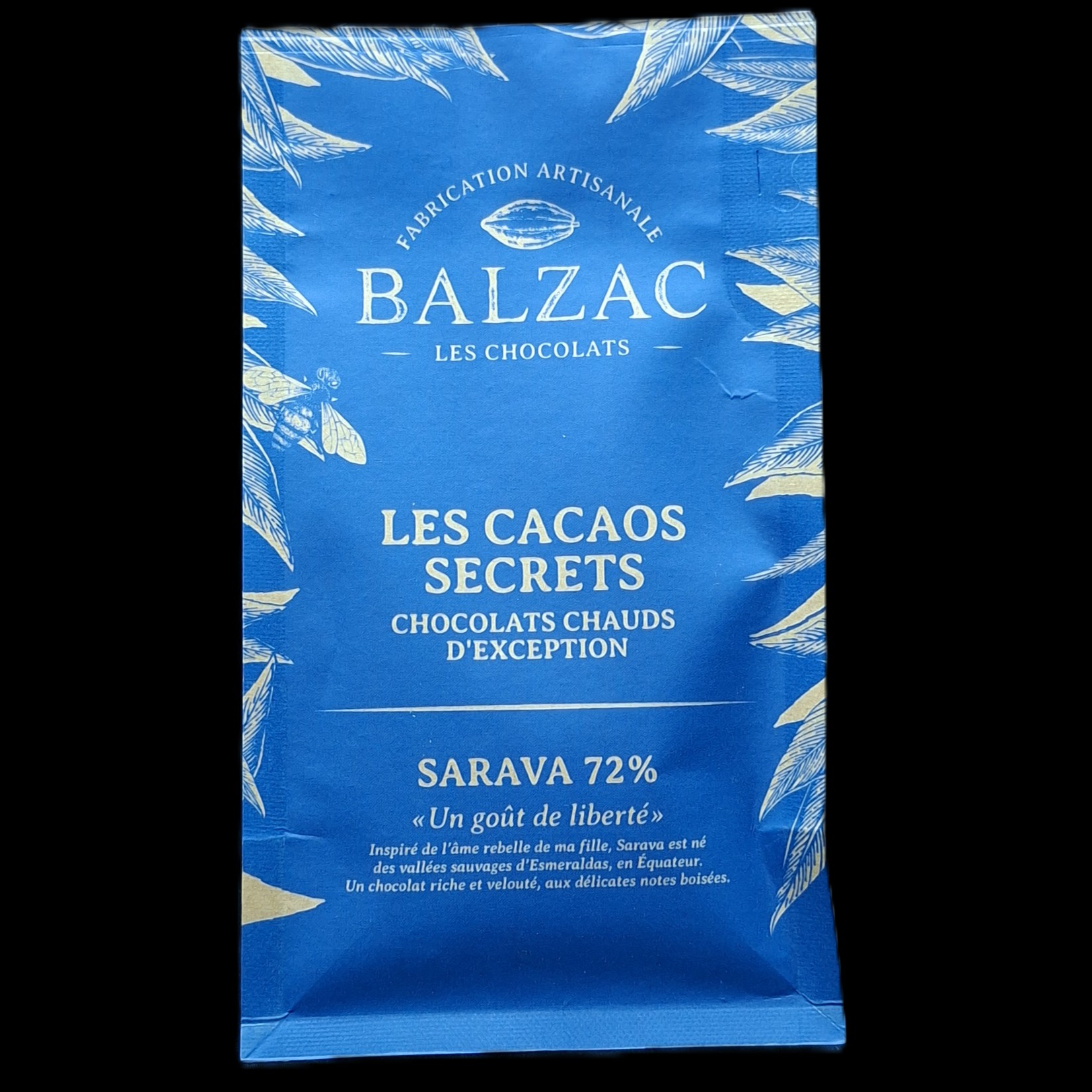 Sarava 72%, chocolat chaud Balzac, 250gr