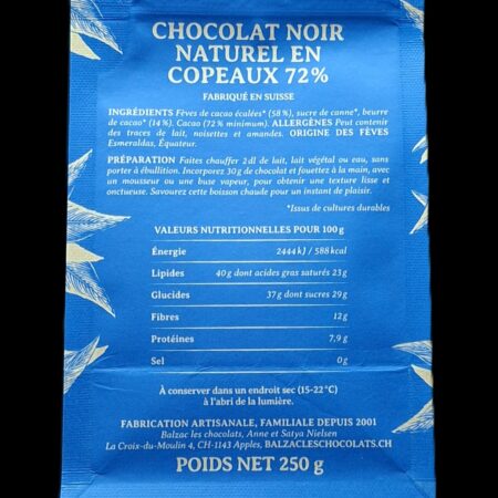 Sarava 72%, chocolat chaud Balzac, 250gr – Image 2