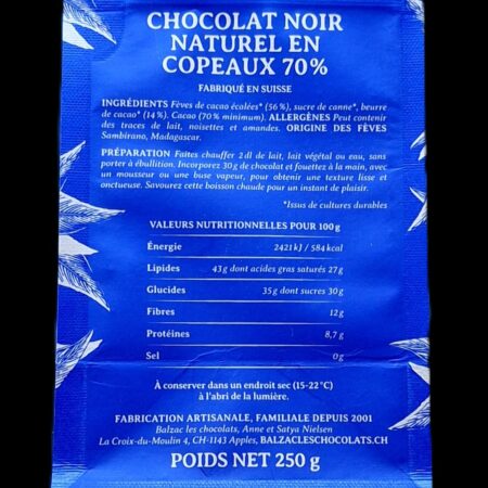 Udaya 70%, chocolat chaud Balzac, 250gr – Image 2